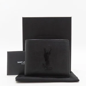 YSL 453276 Black Crocodile Pattern Monogram Eastwest Bifold Wallet - Picture 1 of 7