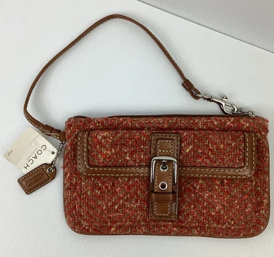 Muñequera Coach Scaro Hampton Soho espiga cuero camel rosa tweed lana Foto 1 de 4