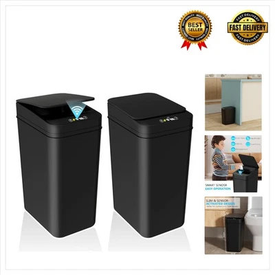 Elegante paquete de 2 botes de basura con sensor de movimiento impermeable - eliminación de residuos sin esfuerzo Foto 1 de 4