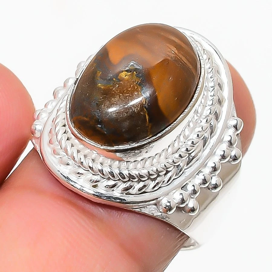 Ювелирные изделия ручной работы из стерлингового серебра 925 пробы с драгоценным камнем тигровый глаз кольцо всех размеров в подарок - Изображение 1 из 1