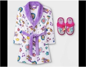 JoJo Siwa Pajama Robe and Slippers Set, Rainbow Unicorn, White/Pink - Picture 1 of 1