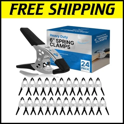 Ergonomic Black 6-Inch Spring Clamps Set - 24 Heavy-Duty Clips with 3-Inch Jaws - Image 1 of 4