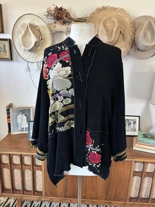 Y2K Moonlight Y S Fashions Floral Vintage Damen Gr. XL schwarz Knopfleiste USA - Bild 1 von 9