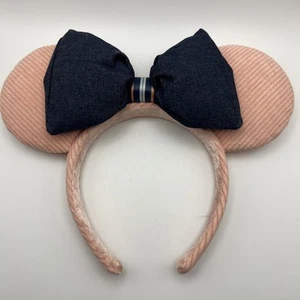Disney Parks Pink Corduroy Denim Bow Minnie Mouse Ears Headband 2023 - Picture 1 of 10