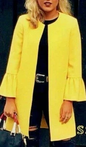 ZARA ELEGANT COAT COLLARLESS COAT JACKET WITH POCKETS SIZE S NEW - Picture 1 of 12