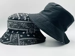 Bandanna Paisley Bucket Hat Cap Double-sided Army Dessert Cam Cap Unisex Cotton - Picture 1 of 24