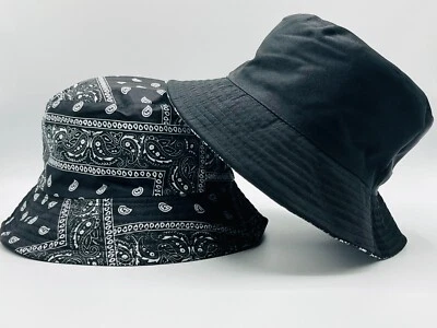 Paisley Reversible Bucket Hat – Cotton Unisex Outdoor Travel Cap, Tie Dye Style - Image 1 of 4