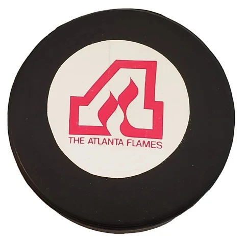 ATLANTA FLAMES VINTAGE OFFICIAL  STAMPED made in 🇨🇦 BILTRITE HOCKEY PUCK Cover