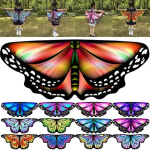Fabric Butterfly Wings Cape Fairy Pixie Cloak Fancy Dress Costume For Kids Adult - Picture 1 of 16