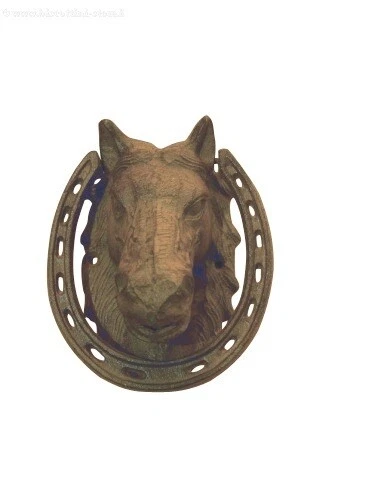 Maniglione Cavallo Battiporta in ferro battuto per portoni entrata antico - Immagine 1 di 1