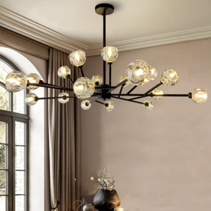 Modern Crystal Flush Mount Ceiling Light Sputnik LED Chandelier Pendant Fixture - Picture 1 of 37