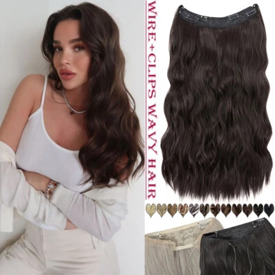Invisible Wire in Hair Real Natural as Human Extensions Wavy Clip + Nano Ring UK - Image 1 of 4