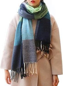 Womens Scarf Fashion Long Plaid Shawls Wraps Big Grid Winter Warm Lattice Large - Picture 1 of 6