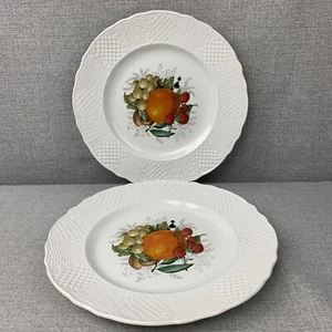 2 platos de cena de frutas Ironstone ingleses antiguos de Marlborough de 10 1/2" Los Simpson Inglaterra - Imagen 1 de 4