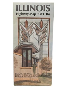 Vintage Illinois Highway Karte 1983 - 1984 zeigt Frank Lloyd Wright House  - Bild 1 von 2