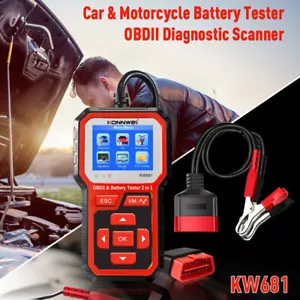 Car Motorcycle Battery Tester , KW681 Battery System Analyzer ,12V Charging Test - Foto 1 di 8