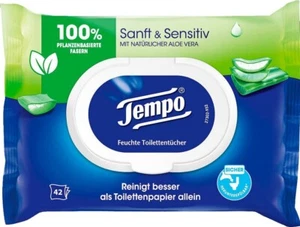Tempo Feuchtes Toilettenpapier Sanft & Sensitiv Aole Vera 42 Blatt - Bild 1 von 1