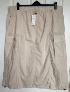NEW M&S Ladies Ecru Pure Cotton Maxi Utility Skirt Size 24 Short Length - Picture 1 of 2