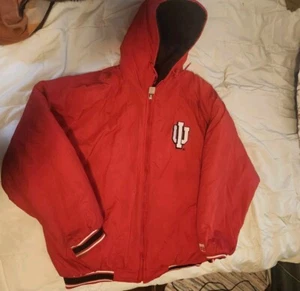 Vintage Puffer Hooded Jacket Indiana IU Hoosier Logo 7 Sz XL See Description - Picture 1 of 5