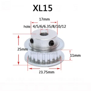 15XL Aluminum Timing Belt Pulley 15 Tooth, 4 to 12mm Bore, Select - Picture 1 of 2