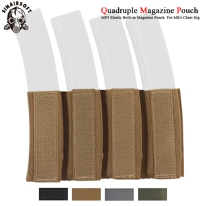 Tactical Quadruple Elastic 9mm Magazine Mag Pouch Holder For MK4 Chest Rig Vest - Picture 1 of 15