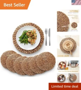 Sizes: 12"-13"-14" Woven Placemats, Brown Round Rattan Placemats Set of 6, Wi... - Picture 1 of 6