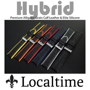 Correas de reloj híbridas premium de cuero de becerro y silicona Elite 20-22-24 mm - Imagen 1 de 21