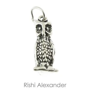 925 Sterling Silver Owl Charm Made in USA - Picture 1 of 2
