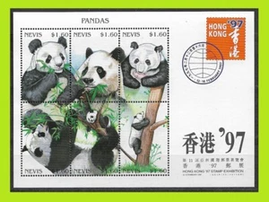 Nevis Stamps 1997 Pandas - Stamp Exhibition Hong Kong 97 - Souvenir Sheet - MNH - Picture 1 of 2