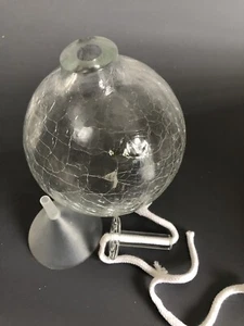 GLASS OILLAMP WHITE CRACKLE HAND BLOWN GLASS TRADITIONS NEW IN BOX COTTON WICK - Picture 1 of 9