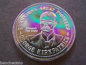 1982 EDMONTON'S PIONEERS--GEORGE KIRKPATRICK KLONDIKE TRADE DOLLAR - Picture 1 of 2