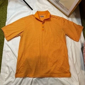 Men’s Kirkland size large orange striped polo shirt - Picture 1 of 4