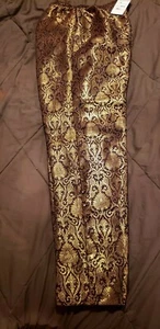 Pakistani/Indian Women's Jamawar Maroon and Golden Cigarette Pants with Lining - Picture 1 of 5