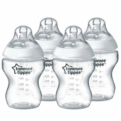 Tommee Tippee Closer to Nature Clear Bottles, 260 ml, Pack of 4 - Immagine 1 di 4