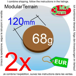 2x 3mm MDF 120mm Round Base Socle Rond War Hammer 40k Infinity Age Of Sigmar - Imagen 1 de 7