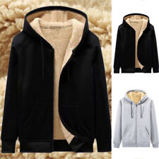 ⭐⭐⭐Mens Fleece Fur   Hooded Jacket Coat Zip Warm Hoodie Sweatshirt M-5. `