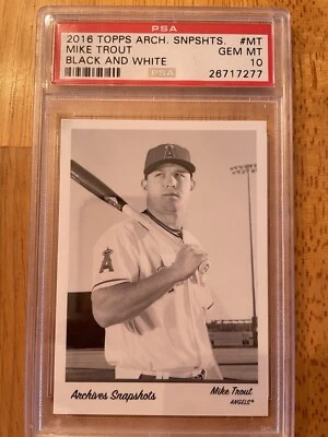 2016 TOPPS ARCHIVES SNAPSHOTS BLACK AND WHITE MIKE TROUT #MT PSA 10 - LOW POP - Image 1 of 2
