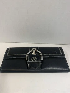 Ladies Coach Wallet Black With Silver Buckle Trim Y2K - Picture 1 of 8