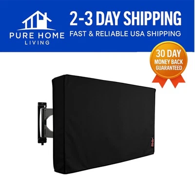 Weatherproof Outdoor TV Cover 55-58 Inch - 600D Heavy-Duty Black Protection - Image 1 of 4