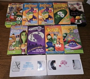 VeggieTales & Barney VHS Lot Of 11 Christian Vintage Kids Shows - Picture 1 of 2