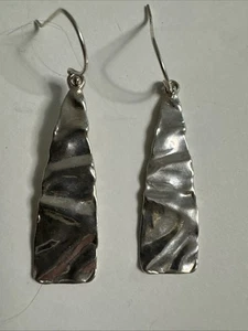 925 silver teardrop dangle silver earrings made in Israel Hammered - Picture 1 of 8