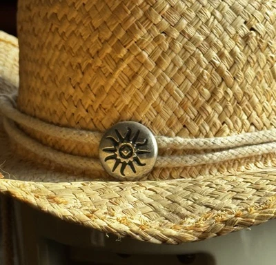 牛仔帽太阳草复古镶嵌皮革下巴带西部音乐会男式帽子 — 第 1/4 张图片