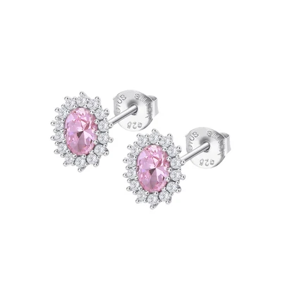 Orecchini Donna Lotus Silver LP3459-4/6 In Argento con Zircone Ovale Rosa - Immagine 1 di 3