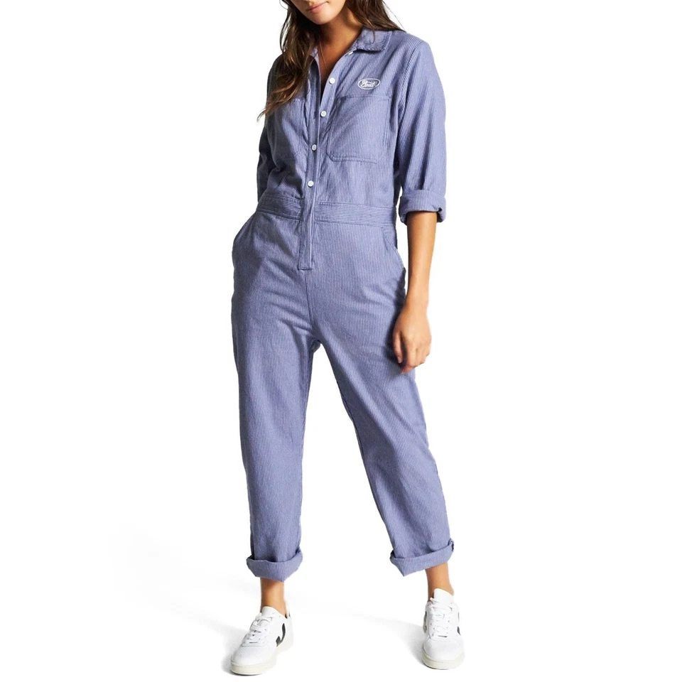 Mono Brixton Hickory a Rayas Mono Mujer Azul Blanco Botón Utilitario M Foto 1 de 4