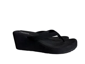 Y2K schwarze Keilabsatz-Flip-Flops Größe 8 - Bild 1 von 6