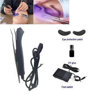UV Gule Curing Light Beauty Ultraviolet Lamp Eyelash Extension Tweezer Full Set - Picture 1 of 16