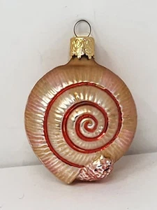 Glass Snail Christmas Tree Holiday Ornament Pink Gold - Imagen 1 de 4