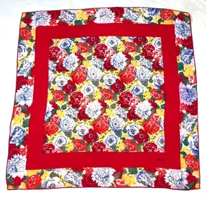 Bufanda de seda floral roja Bill Blass Baar & Beards de colección años 80 núcleo de abuela brillante - Imagen 1 de 10