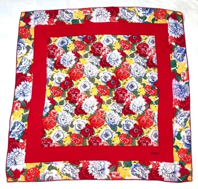 Bufanda de seda floral roja Bill Blass Baar & Beards de colección años 80 núcleo de abuela brillante Foto 1 de 4