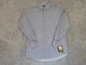 Red Snap Shirt Mens Blue White Geometric Print 100% Cotton Pleated Back NWT - Bild 1 von 10